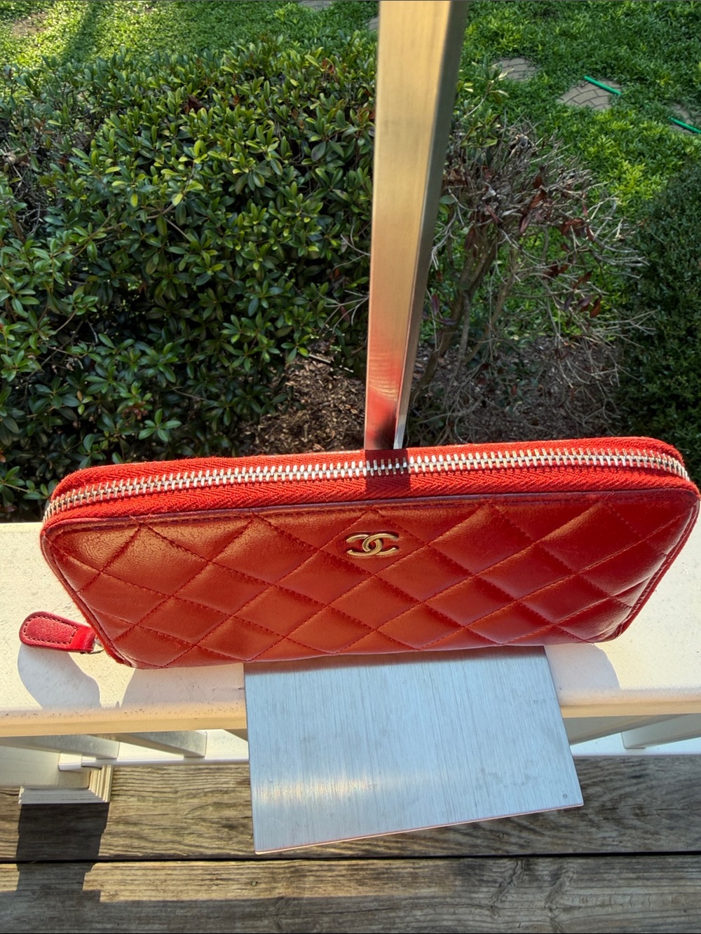 CHANEL Authenticated Quilted Caviar Leather Zip-Around Wallet in Burgundy/red - Picture 6 of 17